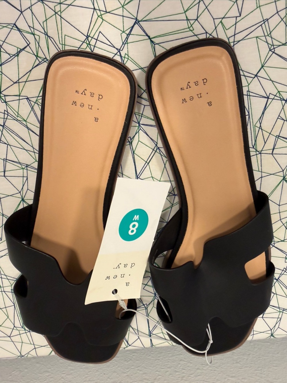 a new day Black Cutout Slide Sandals - Women's Size 8 - Picture 2 of 4